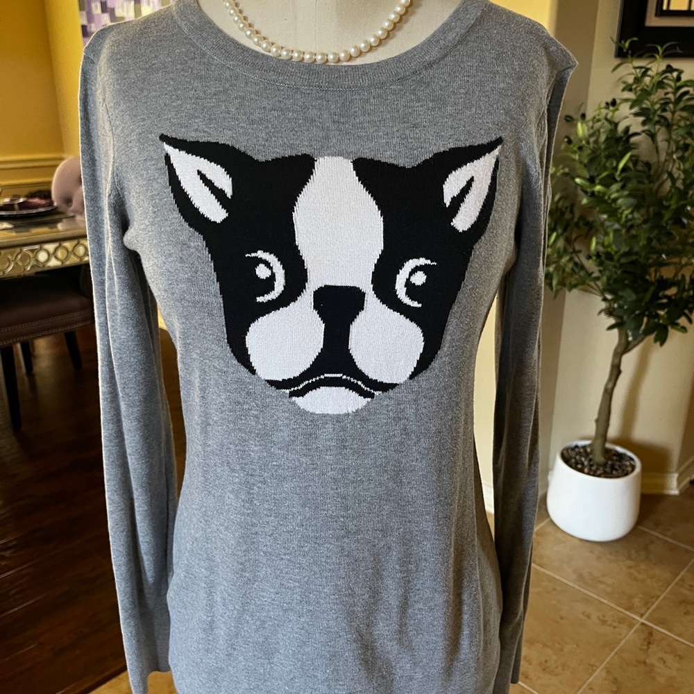 Gray Sweater with Dog Design